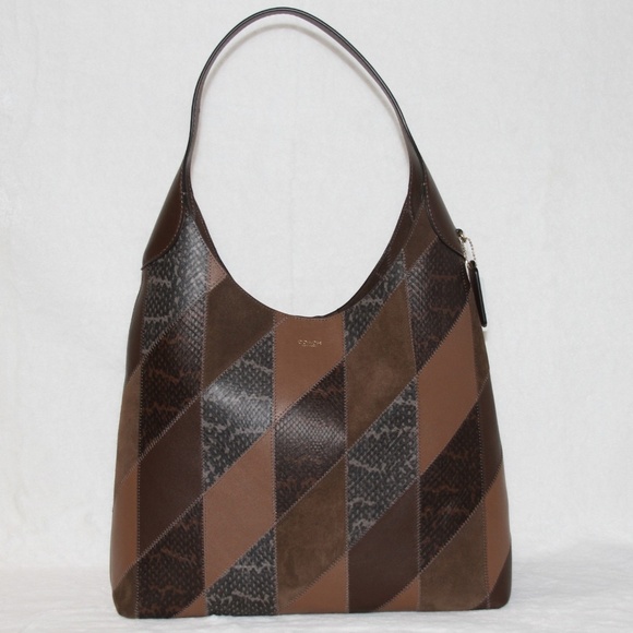 Coach Handbags - NWT Coach Brooklyn Shoulder Bag 39 Maple Multi Snakeskin Leather Suede Patchwork